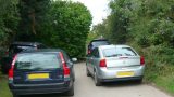 A house with many visitors came close to blocking the path