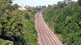 Looking up the line into Letchworth town centre