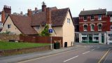 Re-entering historic Hitchin by Tim's Art Supplies on Tilehouse Street